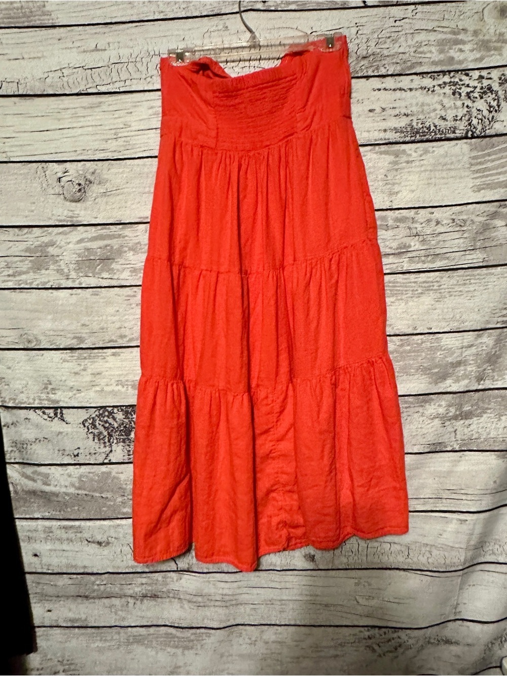 Universal Thread Strapless Maxi Dress Medium Orange Tie Front Smocked Boho - Picture 2 of 5